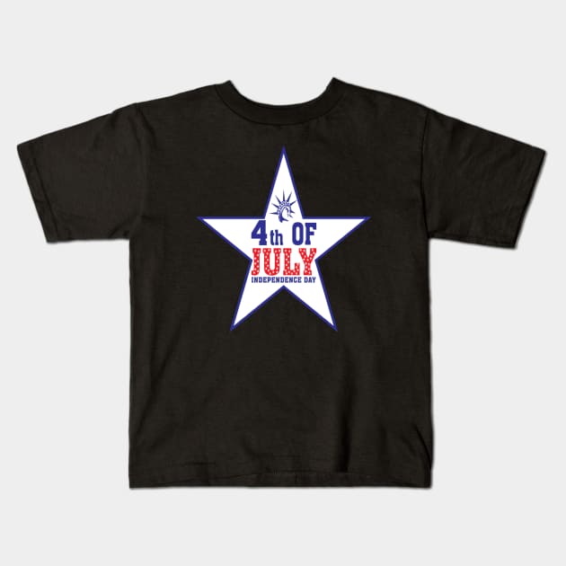 4th of July Star Kids T-Shirt by JevLavigne